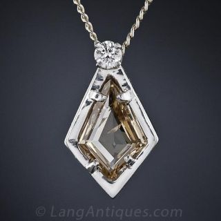 Natural Golden Brown Kite-Shape Diamond Necklace