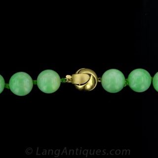 Natural Green Jadeite Bead Necklace