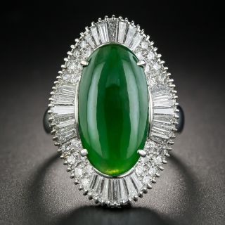 Natural Jade and Diamond Platinum Cocktail Ring