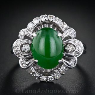 Natural Jade and Diamond Ring