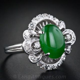 Natural Jade and Diamond Ring