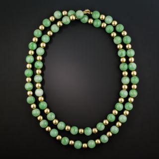 Natural Jade and Gold Bead Necklace