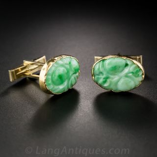 Natural Jade Cufflinks - 2