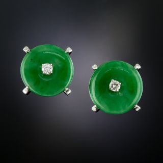 Natural Jade Diamond 'Bi' Earrings - 1