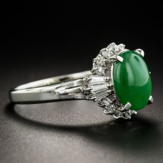 Natural Jade Platinum Diamond Ring