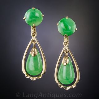 Natural Jade Vintage Drop Earrings