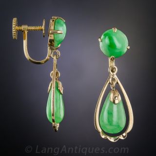 Natural Jade Vintage Drop Earrings