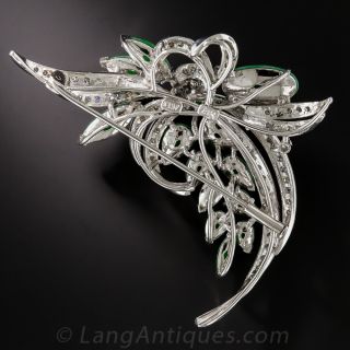 Natural Jadeite and Diamond Brooch