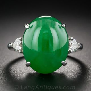 Natural Jadeite and Diamond Ring