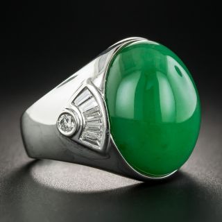 Natural Jadeite and Diamond Unisex Ring