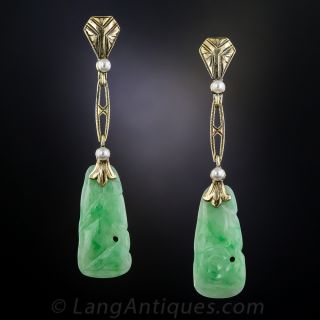Natural Jadeite Art Deco Earrings