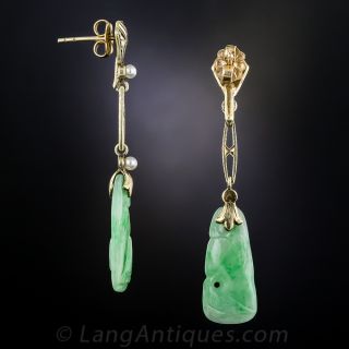 Natural Jadeite Art Deco Earrings