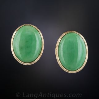 Natural Jadeite Jade Ear Clips with Posts