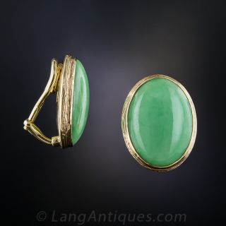 Natural Jadeite Jade Ear Clips with Posts