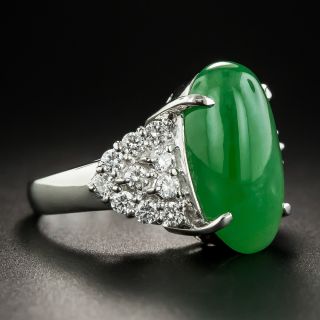 Natural Jadeite and Diamond Platinum Ring