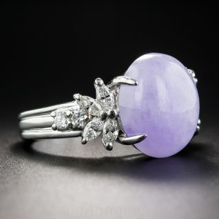 Natural Lavender Jade Platinum and Diamond Ring