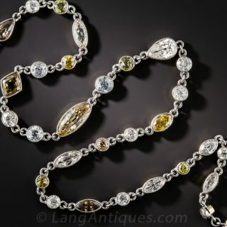 Natural Multi-Color Diamond and White Diamond Necklace - 2