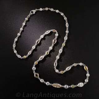 Natural Multi-Color Diamond and White Diamond Necklace