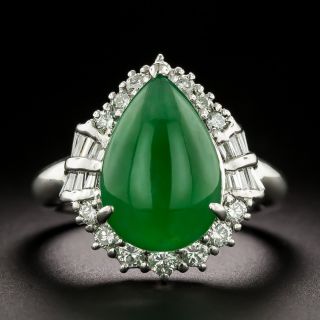 Natural Pear Shape Burmese Jade Ring - 1