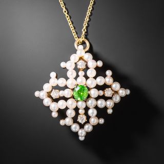 Natural Pearl and Demantoid Garnet Pendant/Brooch, by Osmun-Parker - 2
