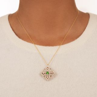Natural Pearl and Demantoid Garnet Pendant/Brooch, by Osmun-Parker