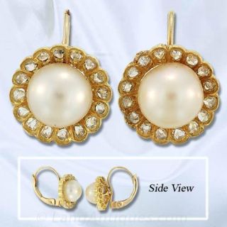 Victorian Pearl Diamond Earrings 