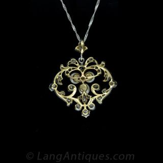Natural Pearl and Diamond Pendant, Circa 1900