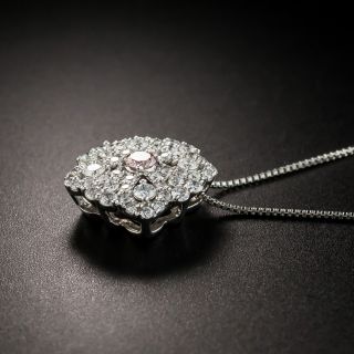 Natural Pink and White Diamond Platinum Pendant Necklace