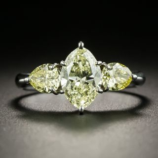 Natural Yellow Diamond Three-Stone Ring - GIA - 2