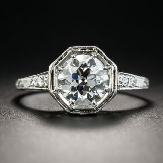 Neoclassical 1.39 Carat European Diamond Platinum Solitaire Engagement Ring - GIA H Internally Flawless 