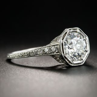 Neoclassical 1.39 Carat European Diamond Platinum Solitaire Engagement Ring - GIA H Internally Flawless 