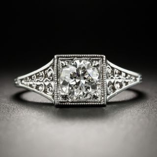 Neoclassical .74 Carat Diamond Platinum Solitaire by Jones and Woodland - 1