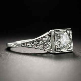 Neoclassical .74 Carat Diamond Platinum Solitaire by Jones and Woodland