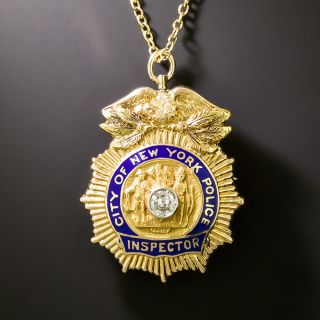 New York Police Inspector Badge Pendant/Brooch With Enamel and Diamond, Circa 1929 - 2