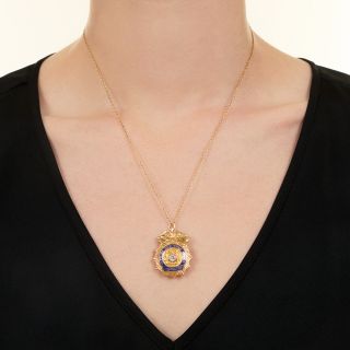 New York Police Inspector Badge Pendant/Brooch With Enamel and Diamond, Circa 1929