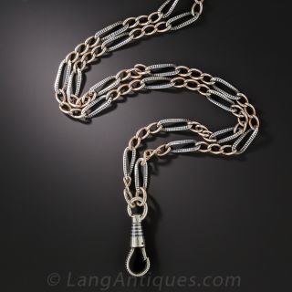 Niello Silver and Rose Gold Long Chain