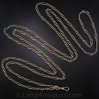 Niello Silver and Rose Gold Long Chain