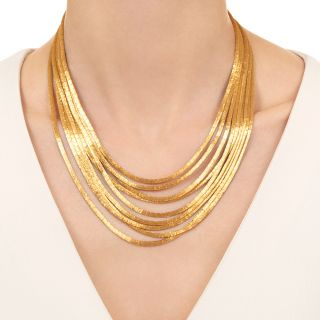 Nine-Strand 18K Gold Italian Spaghetti Necklace