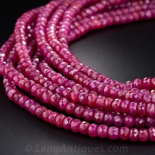 Nine-Strand Ruby Bead Necklace