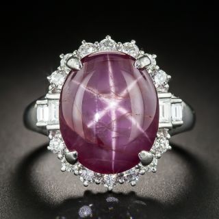 No Heat 16.36 Carat Star Ruby Platinum Diamond Ring - 1