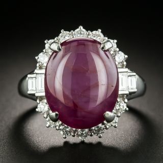 No Heat 16.36 Carat Star Ruby Platinum Diamond Ring