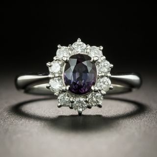 No-Heat 'Alexandrite-Like' Sapphire and Diamond Ring - 2