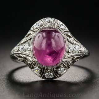 No-Heat Burmese Star Ruby and Diamond Ring