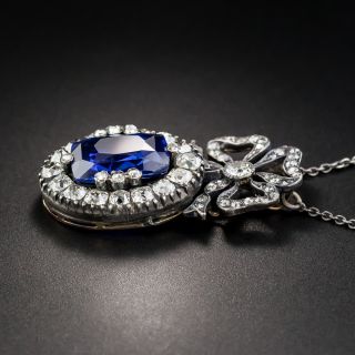 No Heat Ceylon 6.30 Carat Sapphire and Diamond Victorian Necklace