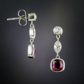 No-Heat Ruby and Diamond Dangle Earrings
