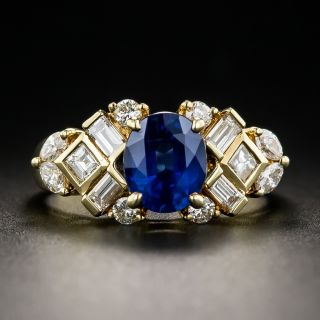 No Heat Sapphire Thailand 1.60 Carat Sapphire and Diamond Ring