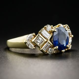 No Heat Sapphire Thailand 1.60 Carat Sapphire and Diamond Ring