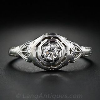 Octagonal Art Deco Diamond Ring