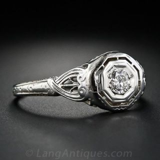 Octagonal Art Deco Diamond Ring