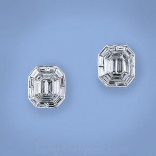 Octagonal Baguette Diamond Earrings